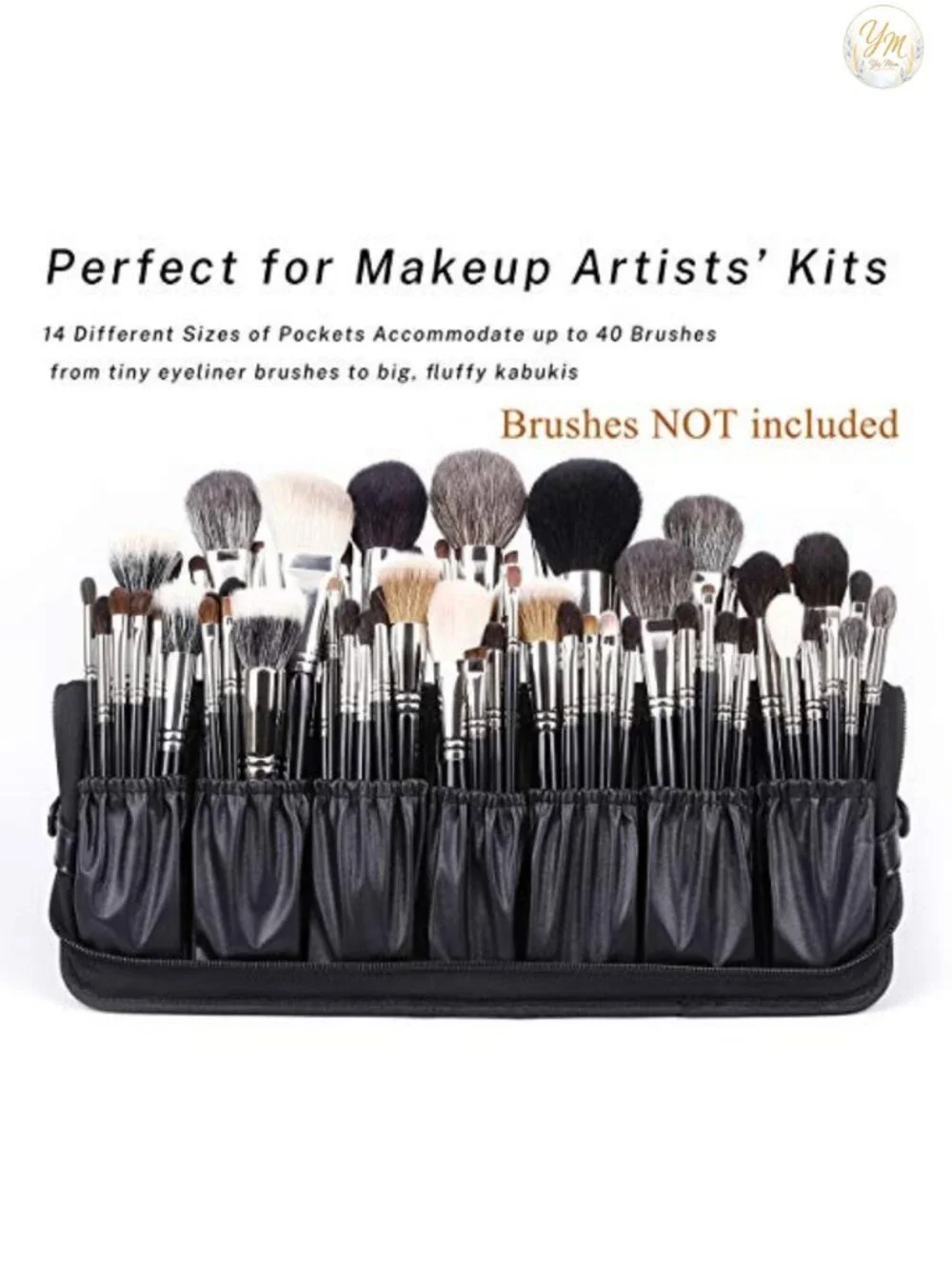 Professional Makeup Brush Organizer Bag - 40 Brushes, PU Leather, Portable